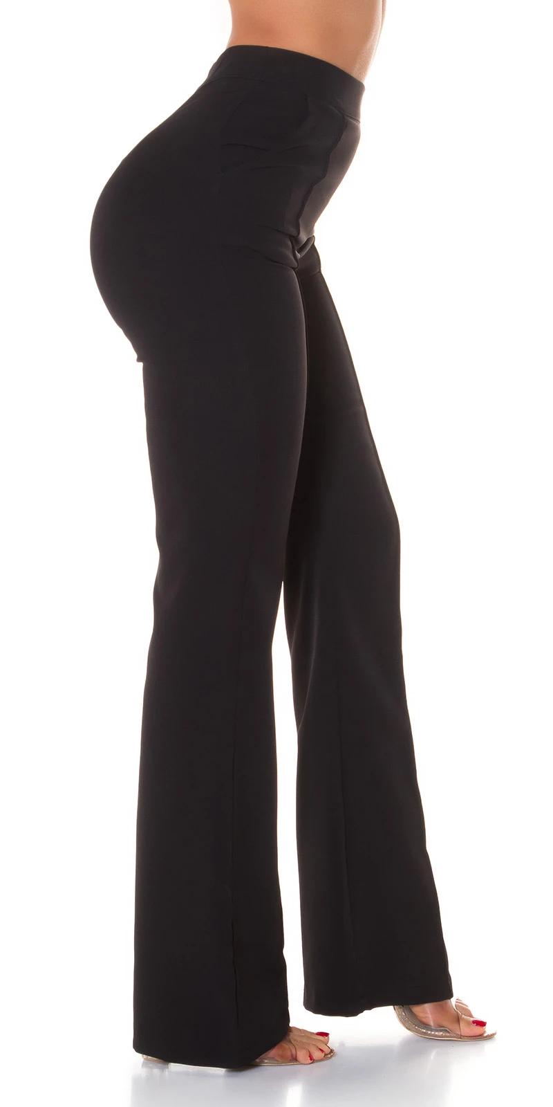 Uni Business High Waist Stoff Hose mit Schlag und Biesennaht Uni Business High Waist Stoff Hose mit Schlag und Biesennaht