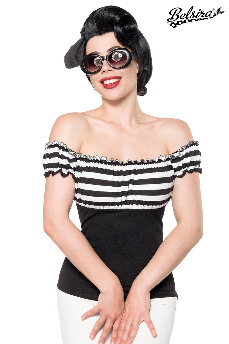 Jersey-Top Im Carmen Stil Jersey-Top Im Carmen Stil