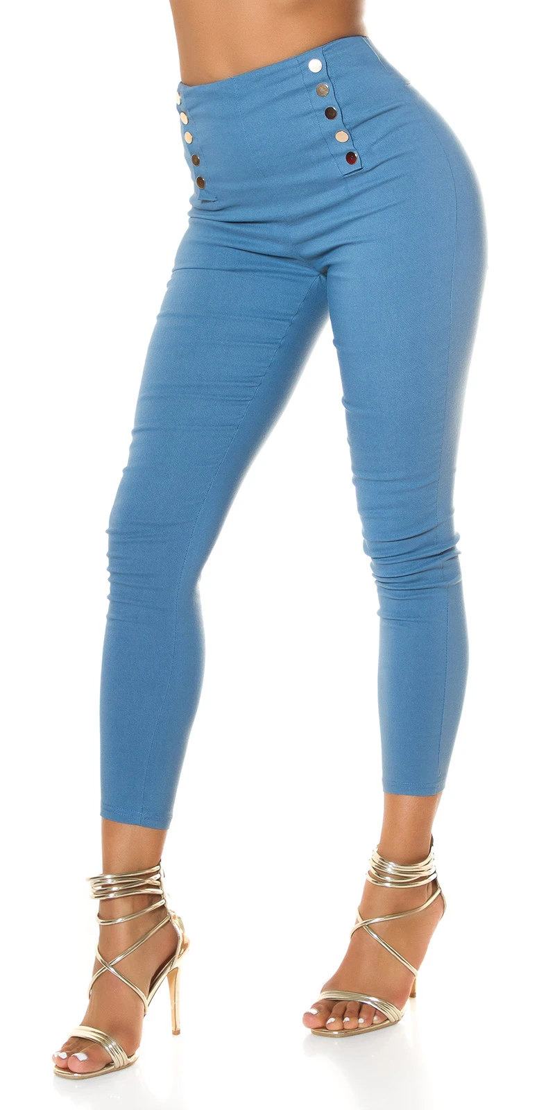 Skinny Business High Waist Leggings Hose mit Deko Knöpfe Skinny Business High Waist Leggings Hose mit Deko Knöpfe