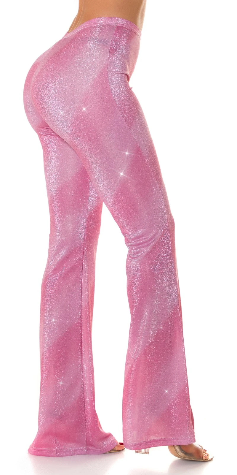 Glitter Streifen High Waist Hose mit Schlag Glitter Streifen High Waist Hose mit Schlag