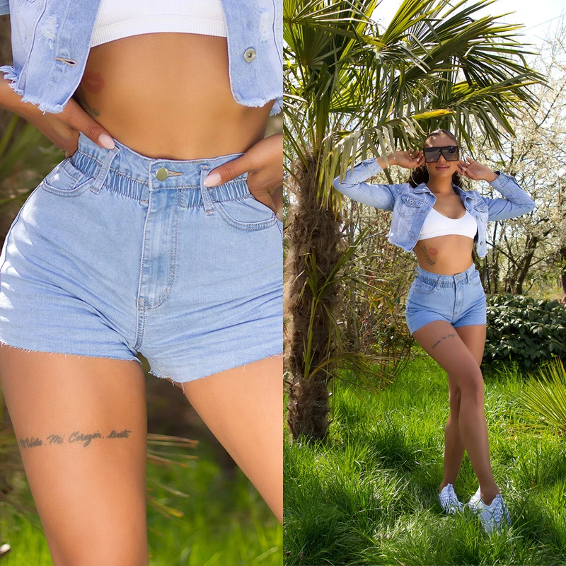 High Waist Jeans Hotpants mit Paperbag-Bund High Waist Jeans Hotpants mit Paperbag-Bund