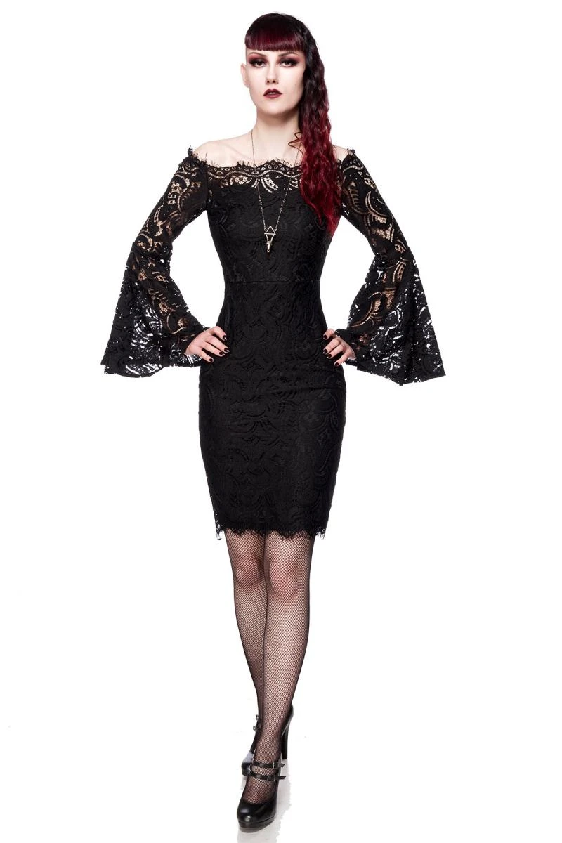 Spitzenkleid mit Trompetenärmel Spitzenkleid mit Trompetenärmel