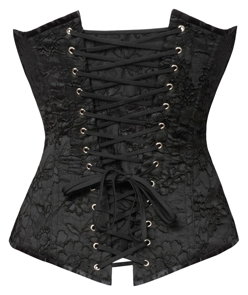 Cottelli Stoff Corsage, Elegante trägerlose Vollbrust-Corsage in seidigem Schwarz Perfekte Silhouette, Haken & Ösen und Schnürung