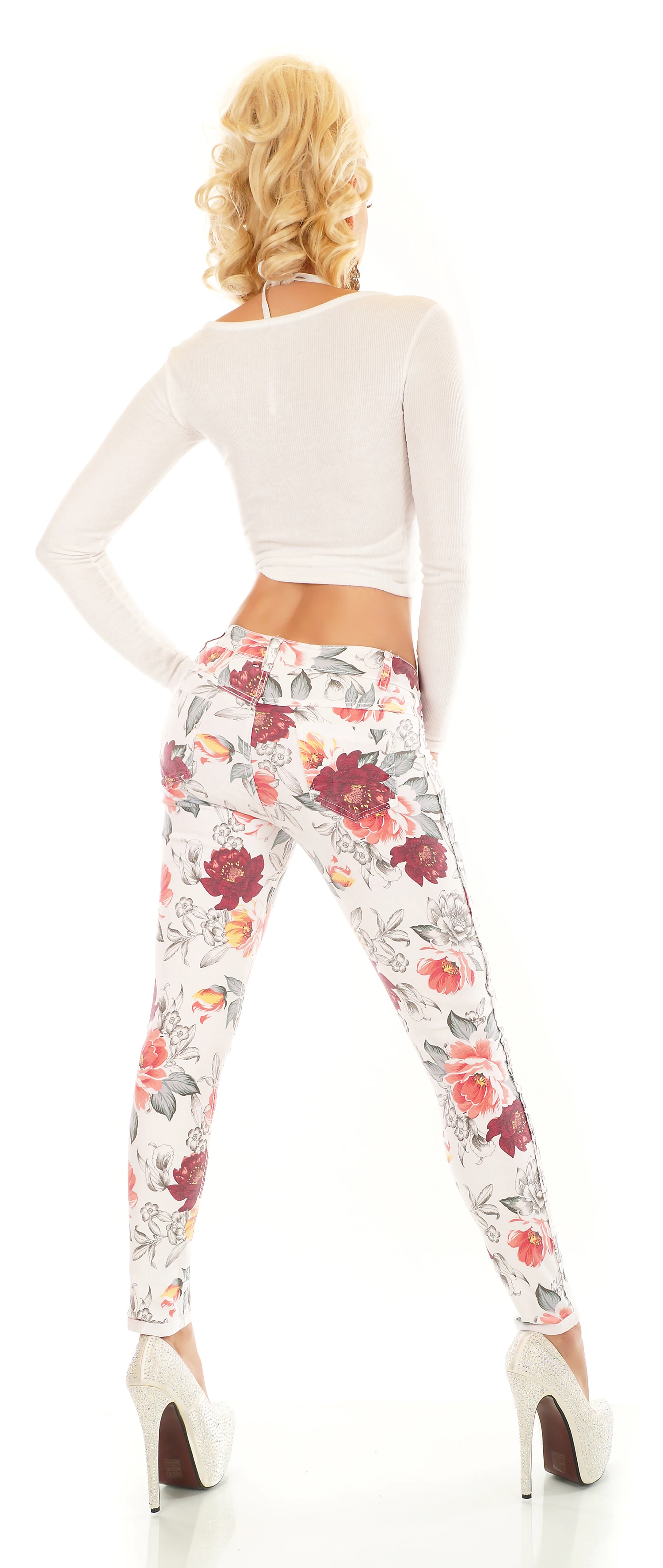 Basic Hüft Skinny Jeans im Uni Flower Wende-Style Basic Hüft Skinny Jeans im Uni Flower Wende-Style