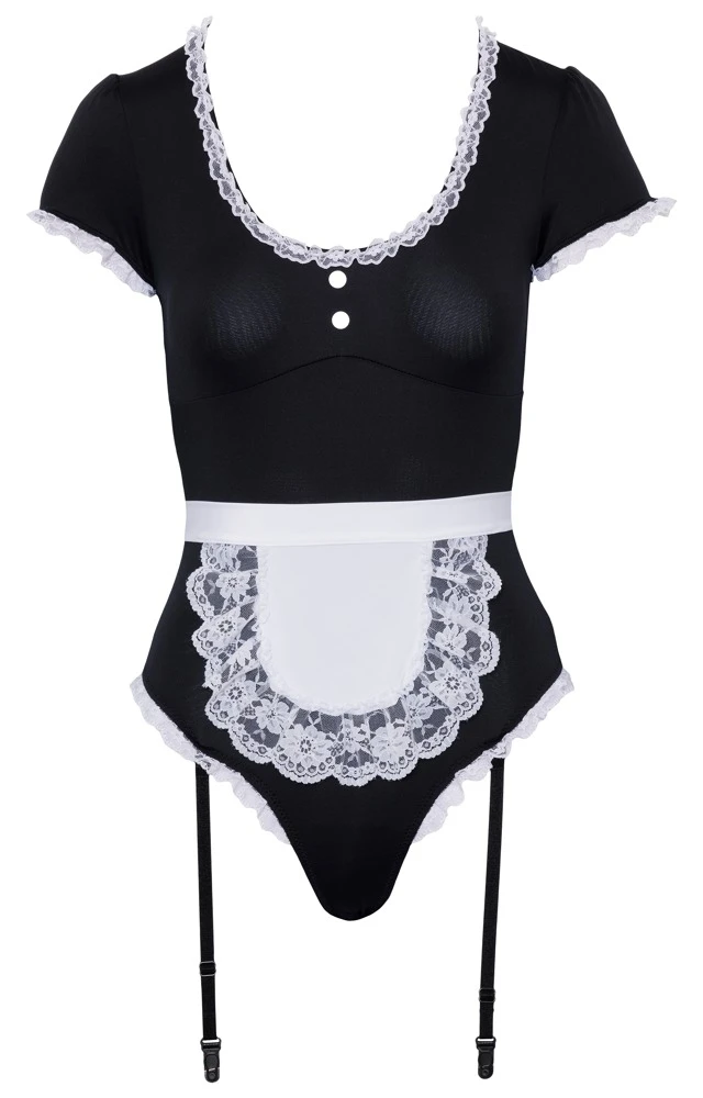 Cottelli Stilvoll serviert: Der Straps-Riobody mit Spitzenrüschen und verstellbaren Details
