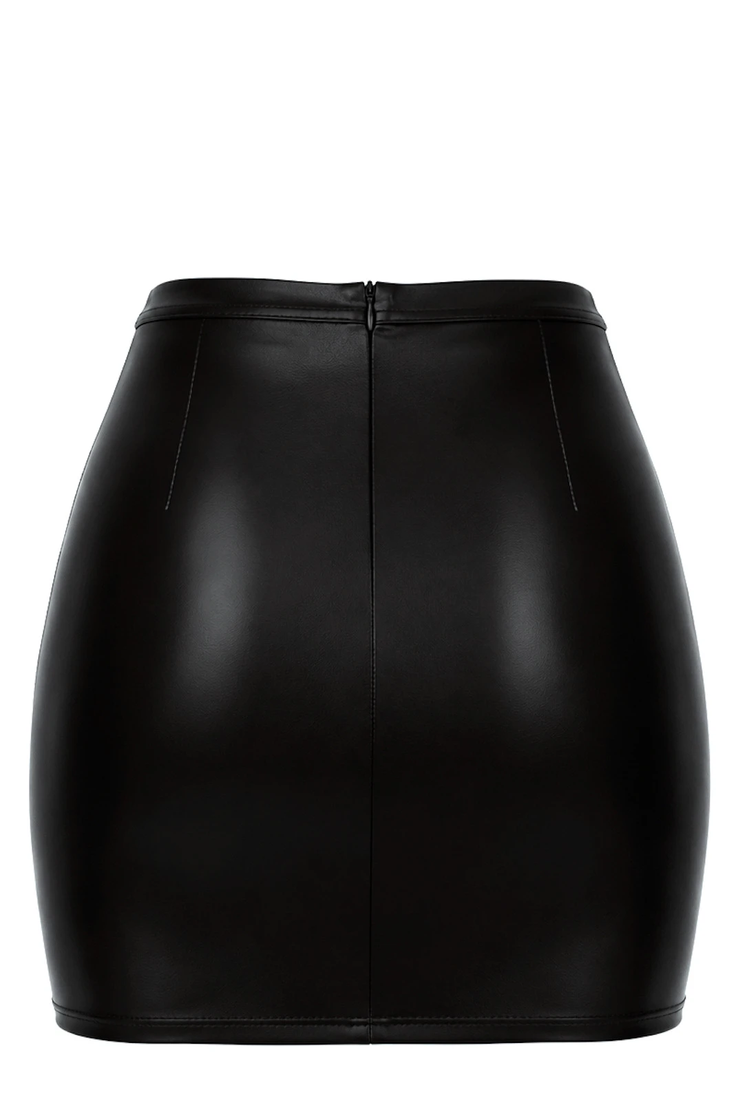 Kinky Minirock aus Powerwetlook - Noir Handmade F407 Dark Affair - sexy in Schwarz mit dekorativen Nähten und schmalem Bund