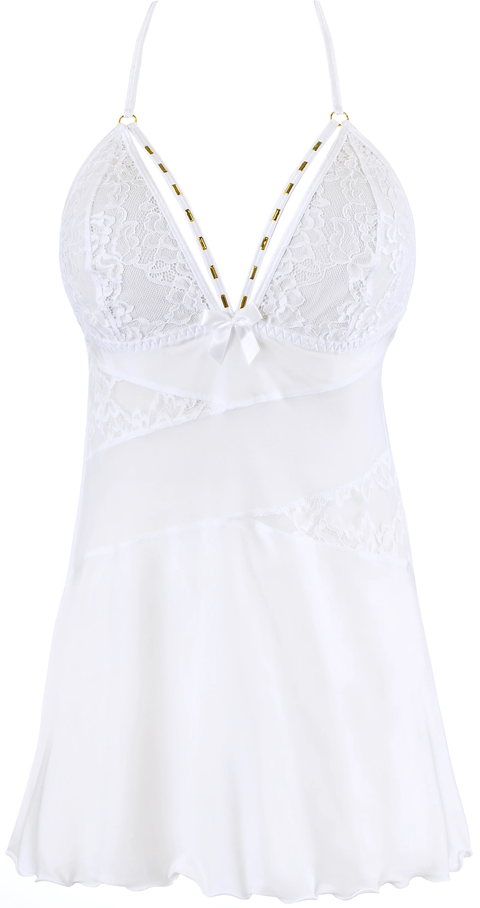 Axami romantisches Babydoll mit Streifen und Spitzeneinsätzen