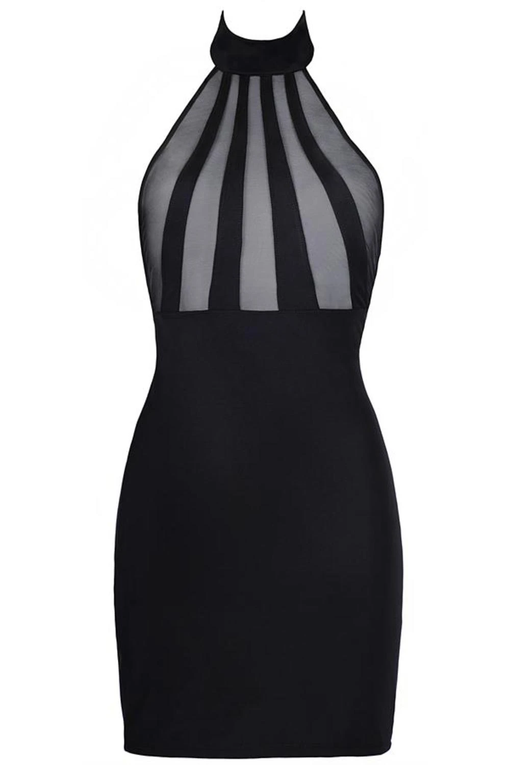 Axami Minikleid aus Mikrofaser mit transparenten Tüll Einsätzen in schwarz