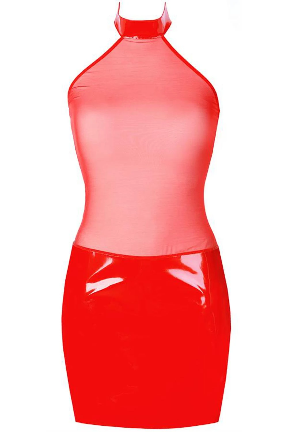 Axami Lack Minikleid mit transparentem Tüll in rot