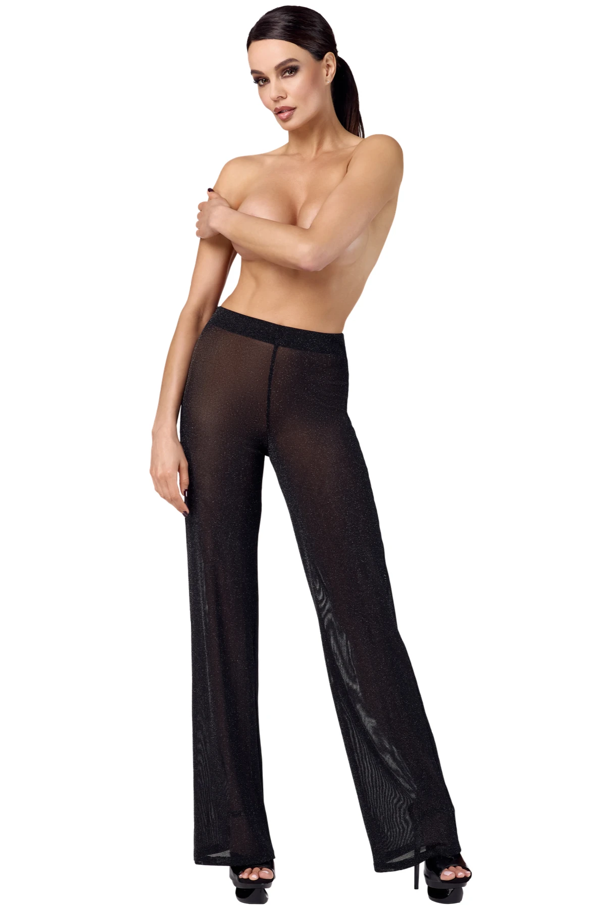 F374 Onyx Sheer Palazzo Hose