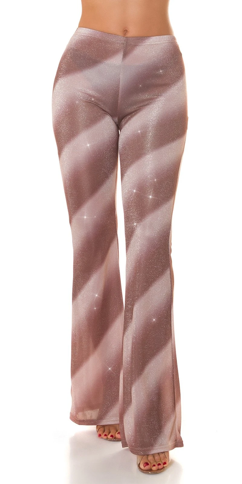 Glitter Streifen High Waist Hose mit Schlag Glitter Streifen High Waist Hose mit Schlag
