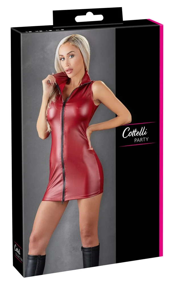 Cottelli PARTY Exklusives figurbetontes Minikleid mit 2-Wege-Reißverschlus und hoher Kragen