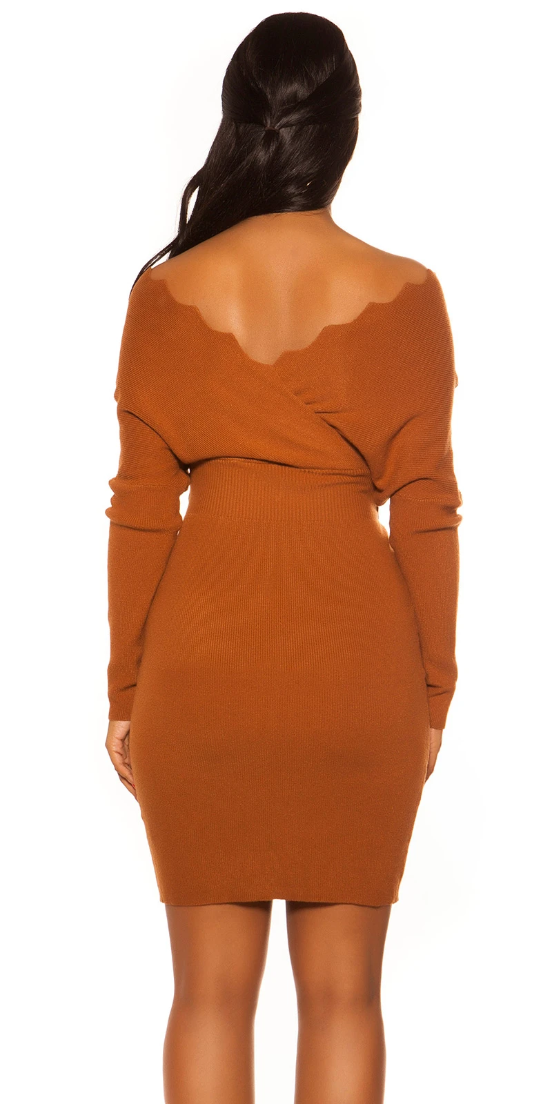 Cocktail Fledermaus Rippstrick Minikleid mit V-Neck und Deko Gürtel Cocktail Fledermaus Rippstrick Minikleid mit V-Neck und Deko Gürtel