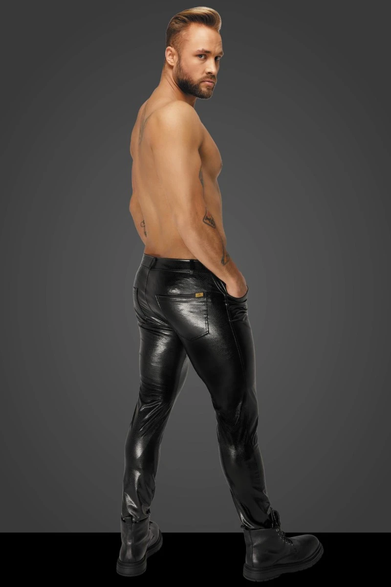 Herren Hose H067 Wetlook im Schlangenlook von Noir Men