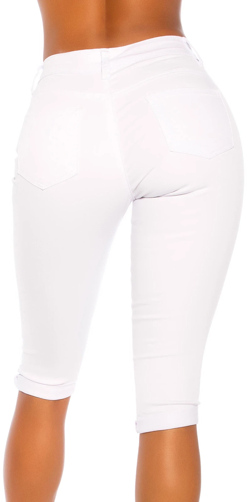 Uni Capri Röhren Jeans im Used Look mit Risse Uni Capri Röhren Jeans im Used Look mit Risse