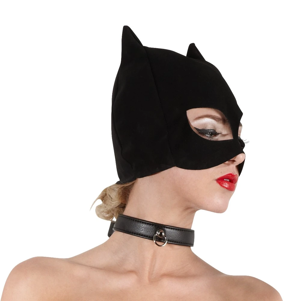 Kopfmaske von Bad Kitty in samtiger Nubuklederoptik in schwarz.