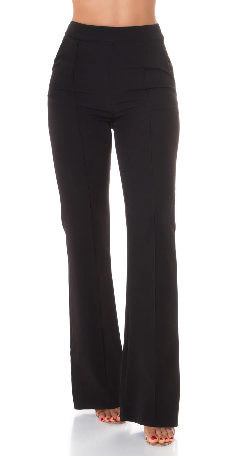 Uni Business High Waist Stoff Hose mit Schlag und Biesennaht Uni Business High Waist Stoff Hose mit Schlag und Biesennaht
