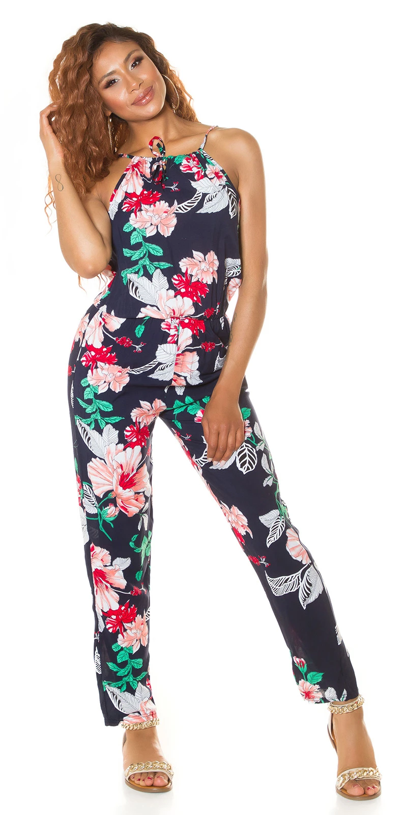 Flower Printed Sommer Maxi Cotton Träger Jumpsuit Flower Printed Sommer Maxi Cotton Träger Jumpsuit