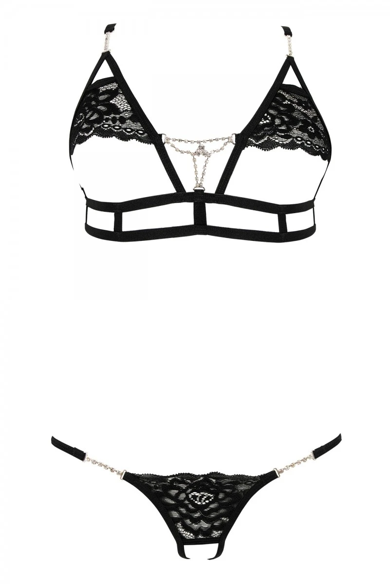 Dessous Set mit Strass-Steinen verziert