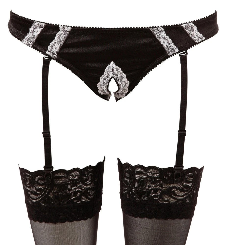 Cottelli COSTUMES Dienstmädchen-Kostüm Dessous Set mit Straps-Slip, Strümpfe und Top