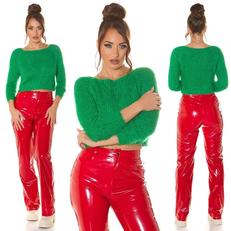 Cozy Crop Langarm Zottel Grobstrick Pullover Cozy Crop Langarm Zottel Grobstrick Pullover