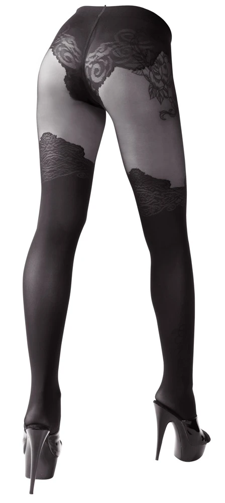 Cottelli raffinierte Overknee-Strumpfhose mit offenem Schritt und Öko-Tex Zertifizierung