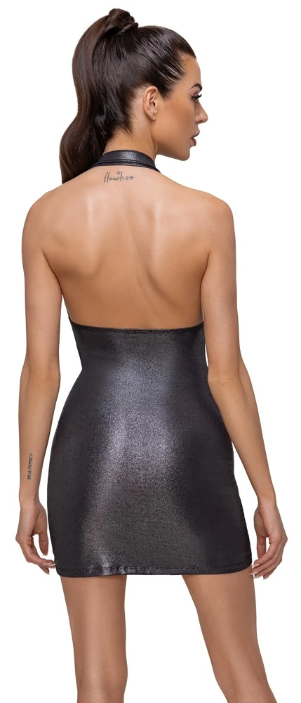 Cottelli PARTY Kleid silber Neckholder - Rückenfrei mit Strassspange am Dekollete