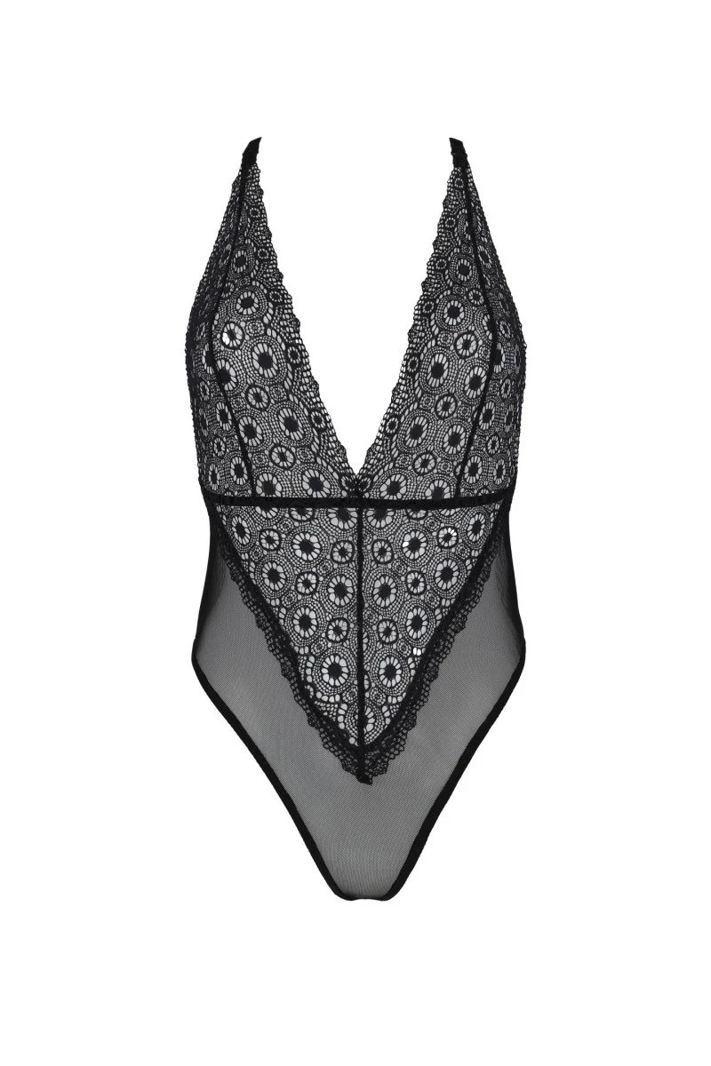 Netz Damenbody PA596651 mit tiefem V-Ausschnitt von Passion