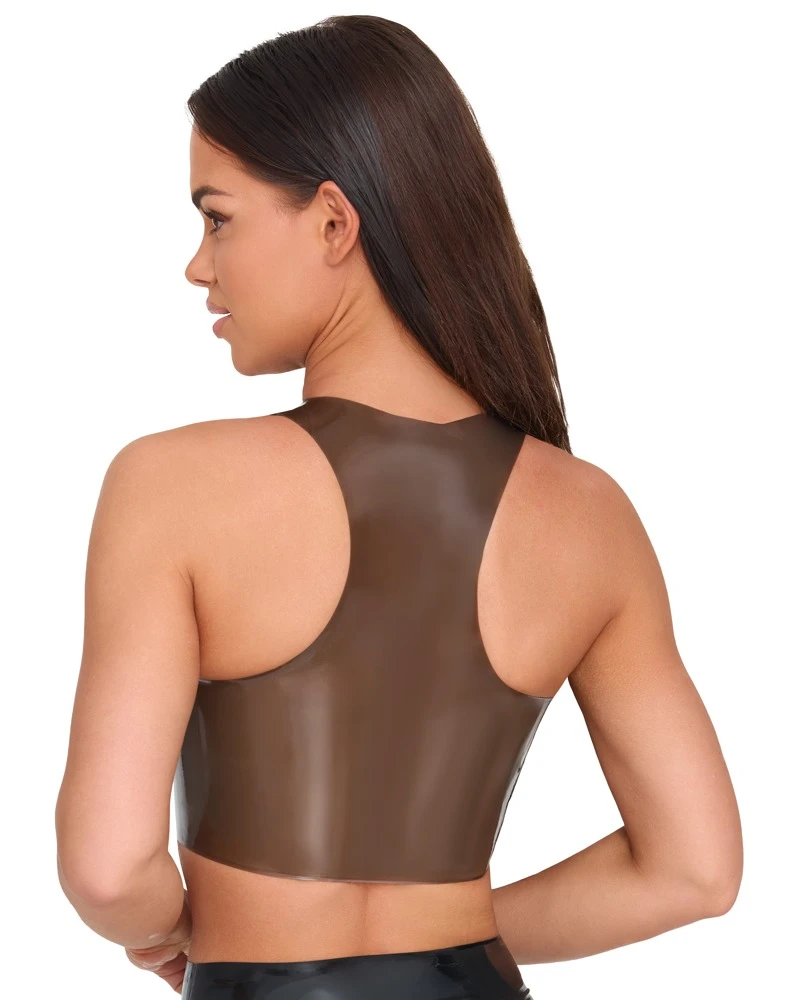 Latex-Top Smoke rauchgrau transparent High Neck Racerback schulterfrei bauchfrei Kinky Reizwäsche – LateX