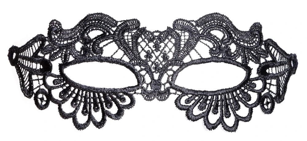 Cottelli ACCESSOIRES: Schwarze Spitzen-Augenmaske mit filigraner Stickerei und hohem Tragekomfort