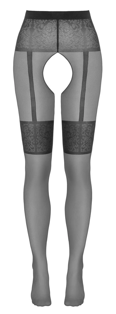 Cottelli Verlockende Raffinesse: Die Ouvert-Strumpfhose mit eingewebtem Strapsgurt und Spitzen-Optik