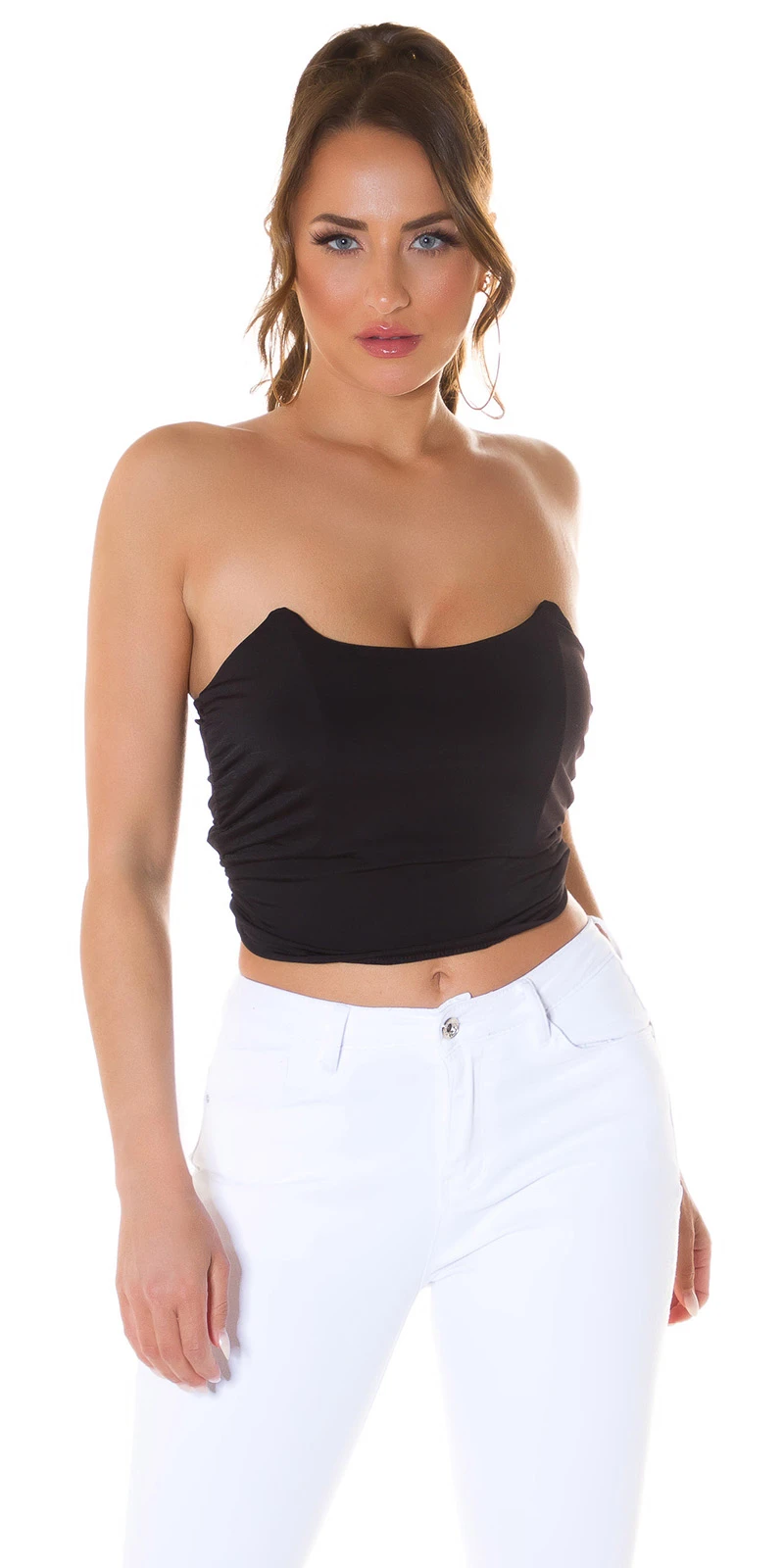 Hot Bandeau Crop Top mit Corsagen-Effekt Hot Bandeau Crop Top mit Corsagen-Effekt