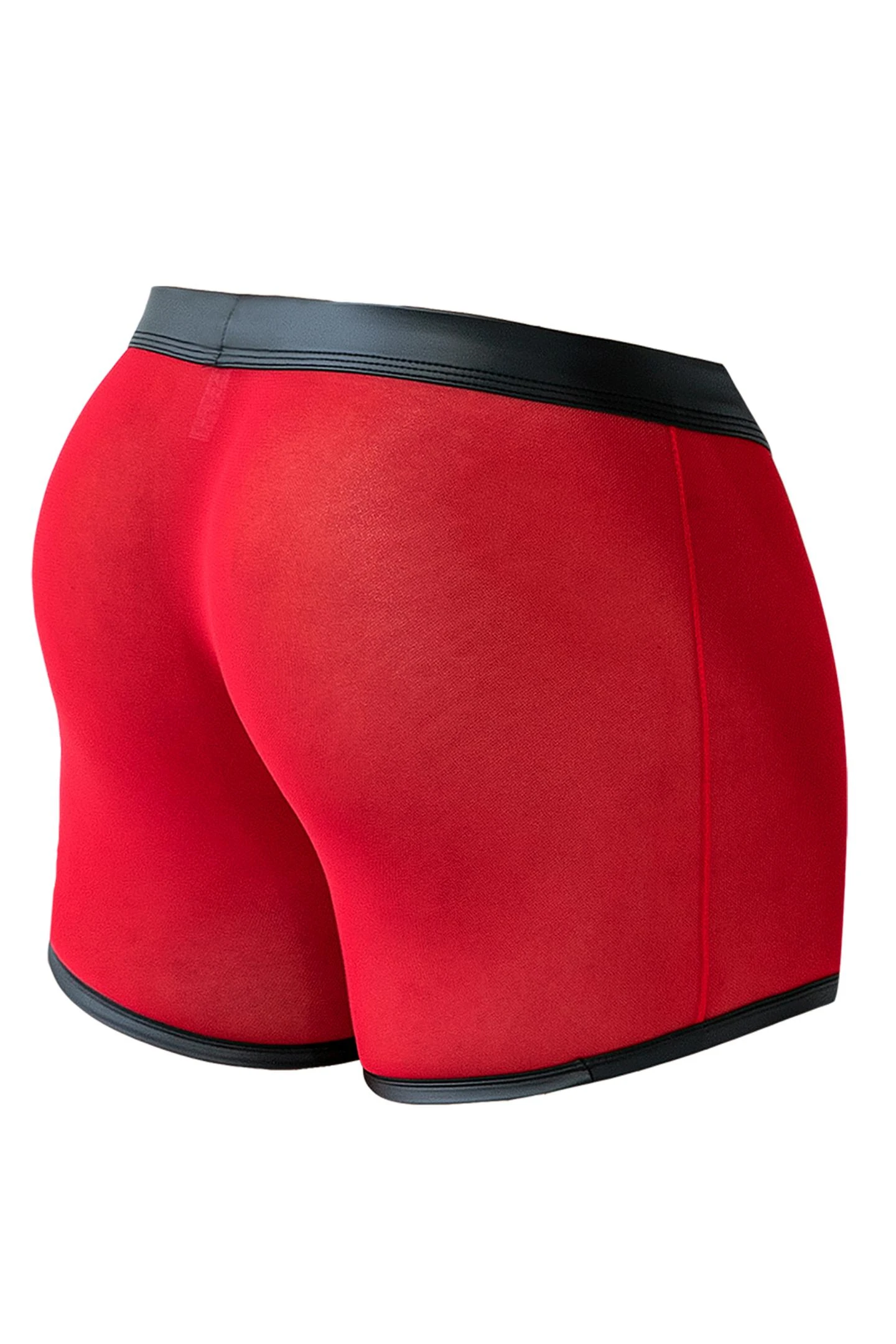 Roter Sheer Boxer C4MRAV101 aus feinem dehnbarem Netz mit glattem Bund und aufklappbarem Suspensorium durch Druckknöpfe von CUT4MEN