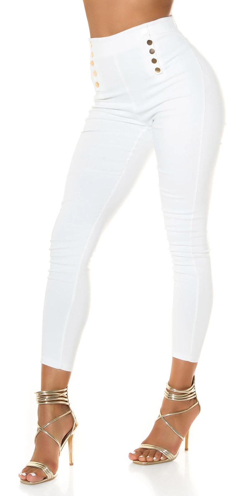 Skinny Business High Waist Leggings Hose mit Deko Knöpfe Skinny Business High Waist Leggings Hose mit Deko Knöpfe