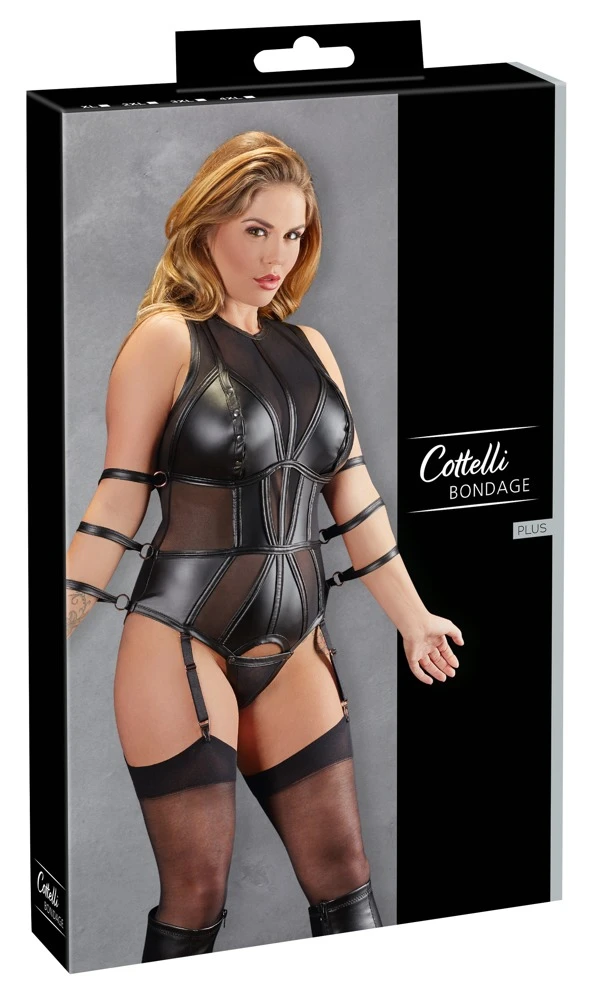 Cottelli Body mit abnehmbaren Strapsen und verlockenden Details in schwarz