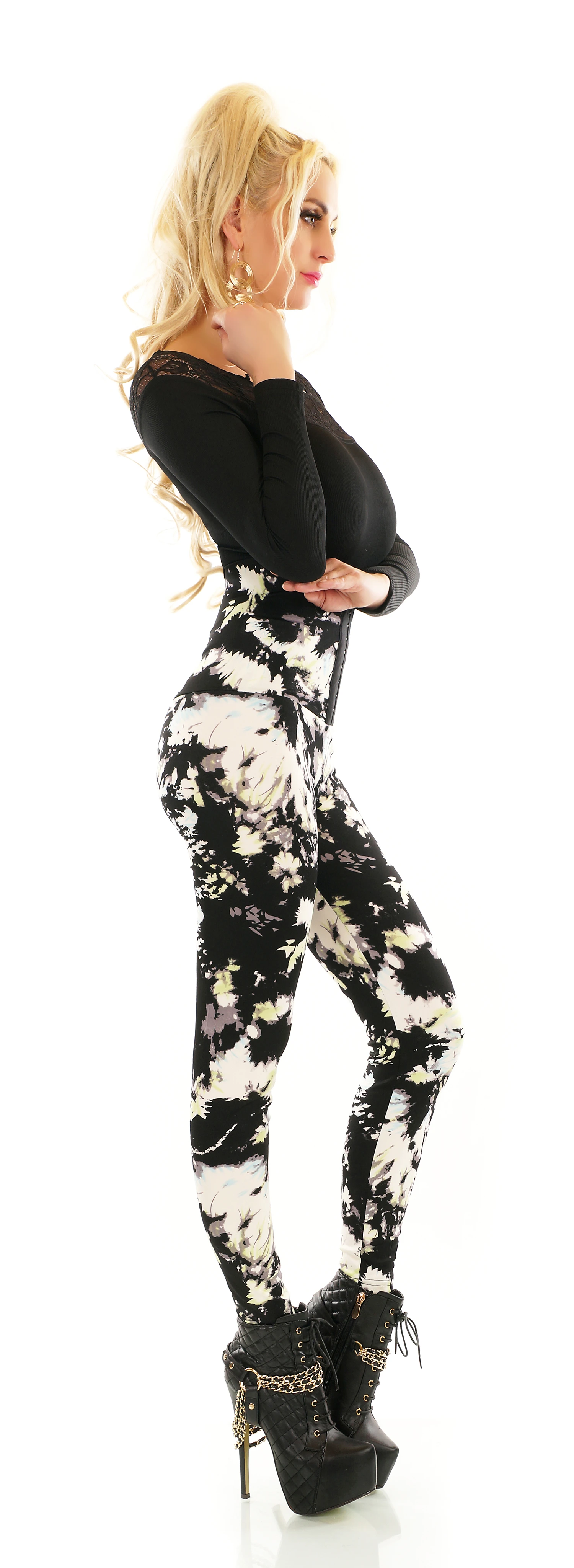 Printed Shape High Waist Leggings mit Corsagen-Optik