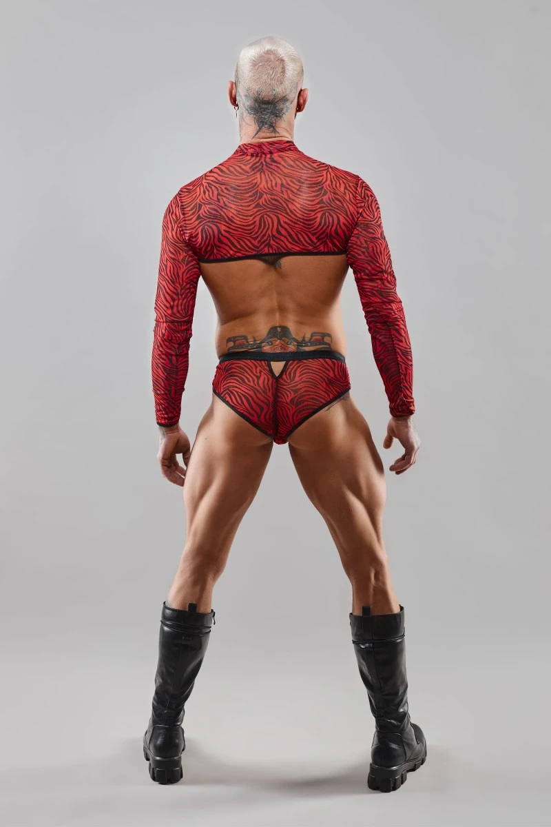 Herren Crop Top RELeonel001 mit Zebramuster von Regnes Fetish Planet