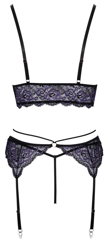 Cottelli LINGERIE Bralette String Strapsgurt Set Stretchriemen am Dekollete und Hüfte