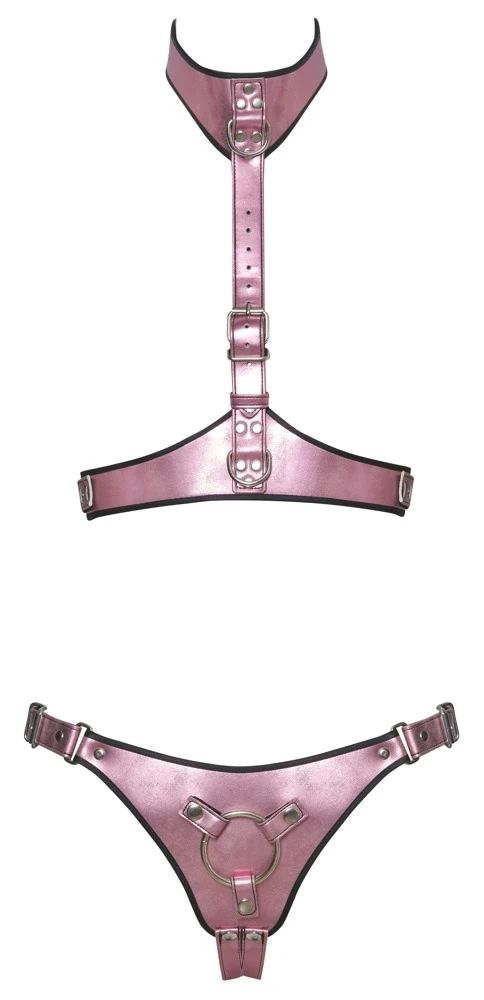 Bad Kitty StrapOn Set, Glänze im Spiel der Sinne mit einem verführerischen Harness-Set in schillerndem Rosé-Metallic, verstellbar für Deinen perfekten Sitz