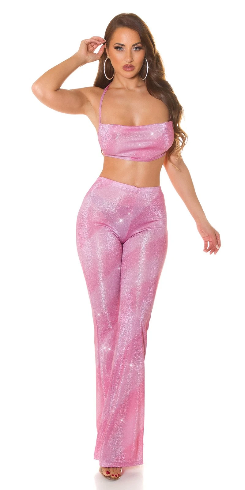 Glitter Streifen High Waist Hose mit Schlag Glitter Streifen High Waist Hose mit Schlag