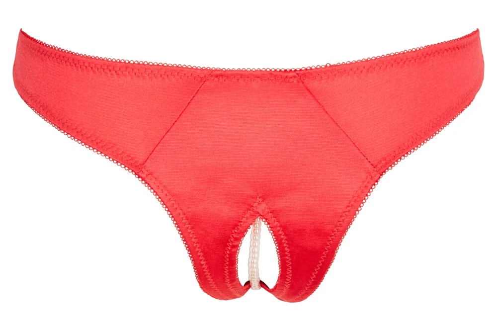 Cottelli LINGERIE Rio Perlen Slip ouvert mit Perlenkette durch den Schritt