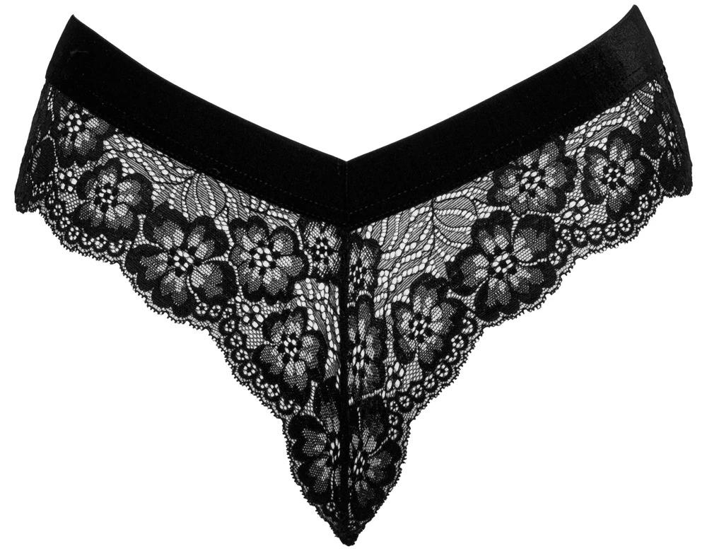 Cottelli LINGERIE Panty mit stimulierende Kette feine Spitze mit streichelweichem Samt