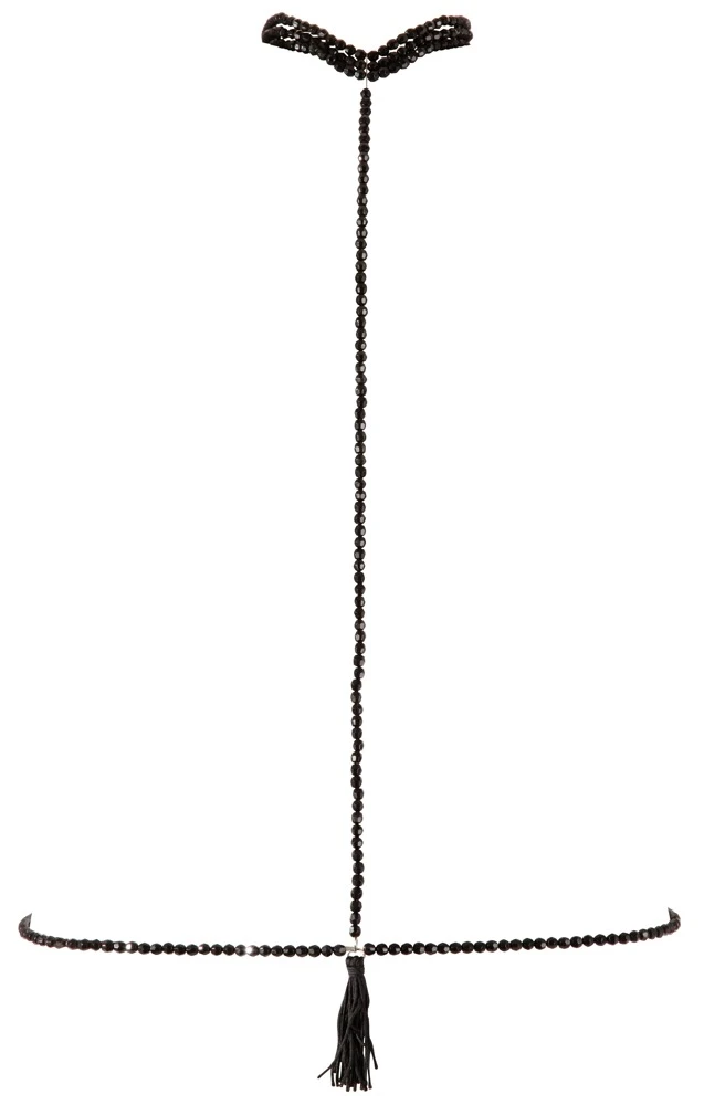 Cottelli Verführerische Elastische Perlenkette mit Bauchschmuc, Erotische Körperkette  in schwarz