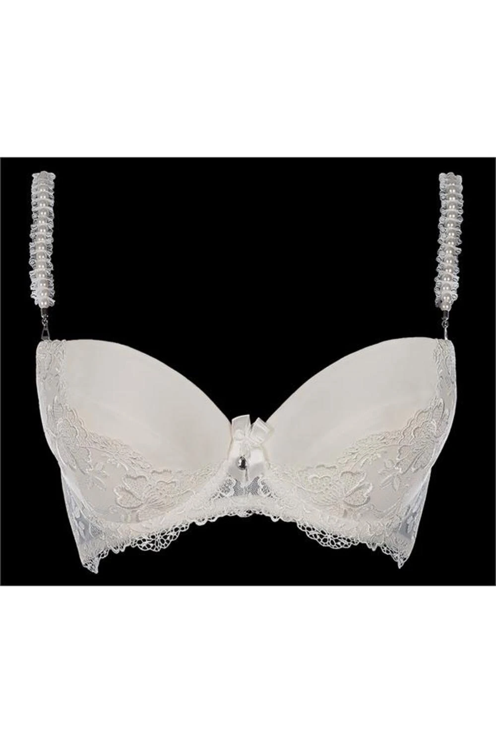Axami PushUp BH in creme mit zarter floraler Spitze und glitzerndem Strassstein