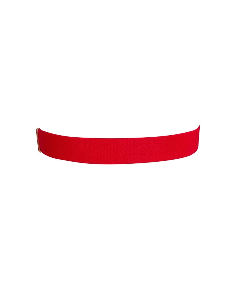 Obsessive Rotes elastisches Strumpfband Elianes mit goldfarbenem Schmuckherz als Verbindung. Weich und anschmiegsam für hohen Tragekomfort.