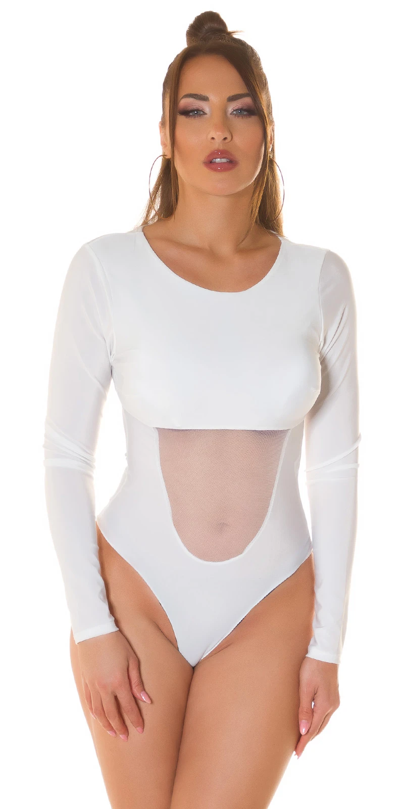 Shiny Langarm Body Top mit hot Mesh-Einsatz Shiny Langarm Body Top mit hot Mesh-Einsatz