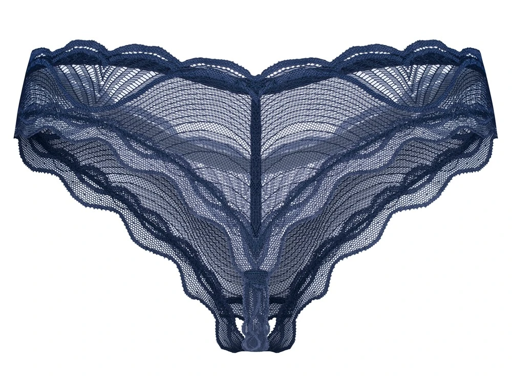Riostring Nightly Blue von Obsessive: Sinnliche Transparenz, filigrane Spitzen und aufregender offener Schritt in edlem Blau