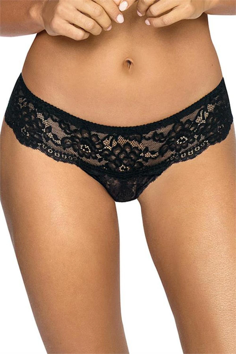 Axami bezaubernder Tanga in beige mit schwarzer Spitze Axami bezaubernder Tanga in beige mit schwarzer Spitze