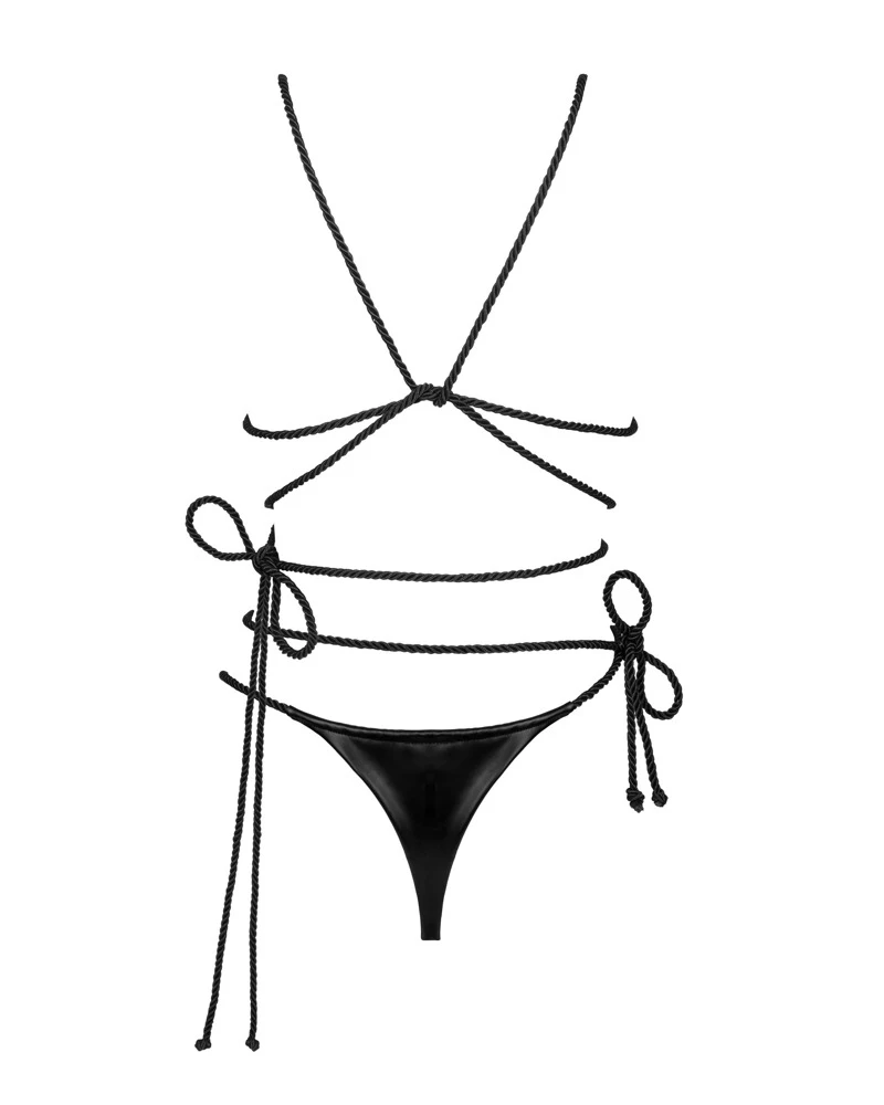 Obsessive Set Cordellis mit Soft-BH und String. Im aufregenden schwarzen Wetlook mit weichen langen Bondage-Kordel die individuellgebunden werden können.