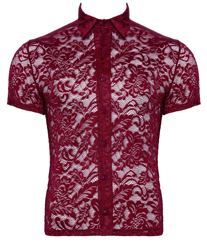 Herren Shit,Svenjoyment bringt mit diesem floralen Kurzarm-Hemd in Dunkelrot pure Sinnlichkeit, Komfort und Stil auf den Punkt - ein Blickfang mit Klasse